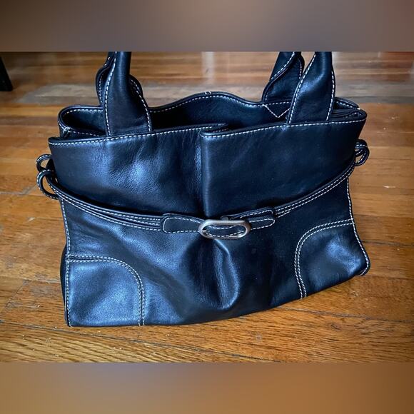 KENNETH COLE New York Black Leather Satchel - Picture 1 of 9